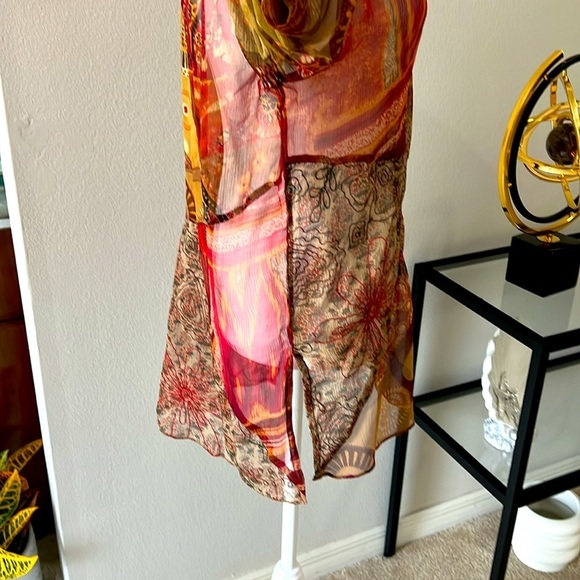 Chico’s NEW Silk long sleeve Sheer Tunic,V-neck embroidered neckline, Sz1, Sz S - Picture 4 of 15